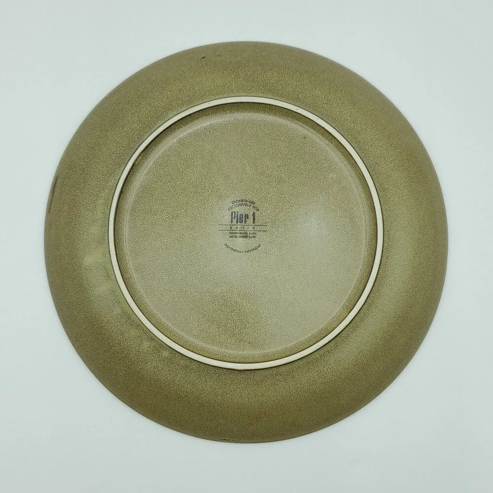 Pier 1 Batik Dinner Plates Pier 1 Imports Olive Green Brown Gray Stoneware Plate